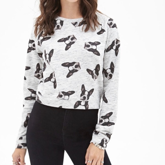 Forever 21 Sweaters - Boston Terrier dog sweater crop top small